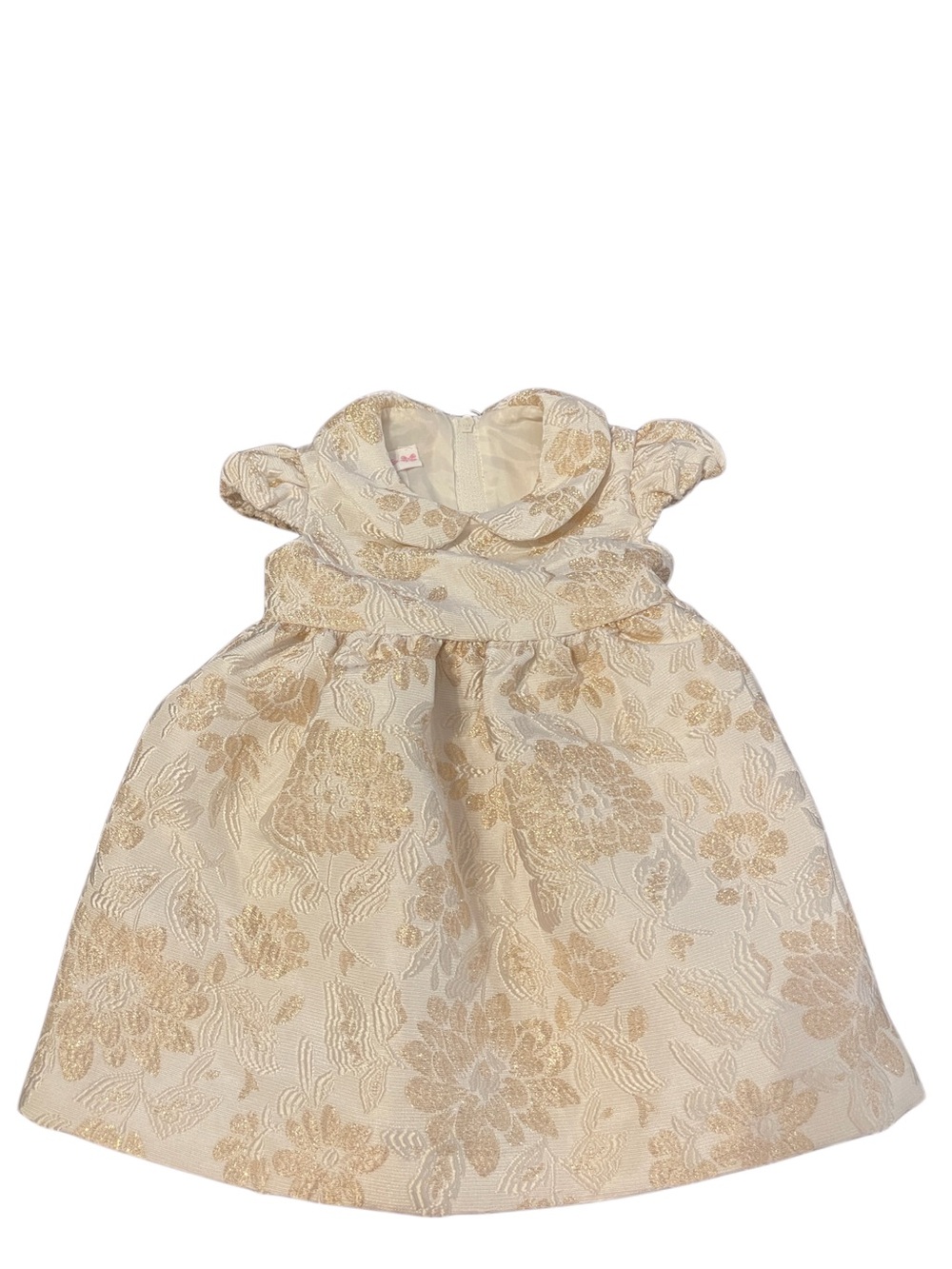 Bonnie Baby Cream and Gold Floral Brocade Party Dress